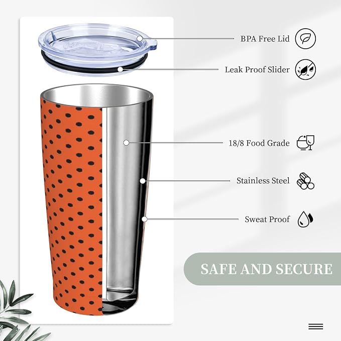 Neoprene Premium Pickleball Paddle 20oz Stainless Steel Tumbler With Straw And Lid, Travel Car Cup