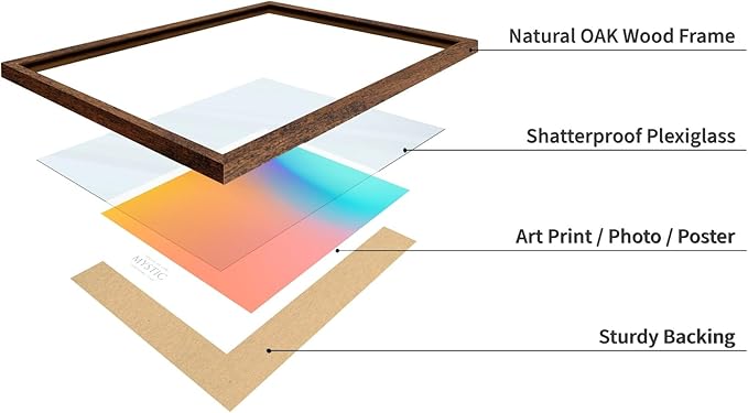 Monem Art Mystic Iridescent Gradient Print - Minimalist Abstract Color Field Poster - Wall Decor for Living Room, Bedroom or Office - 16x20 Brown Framed Wall Art by Rs Lab Studio