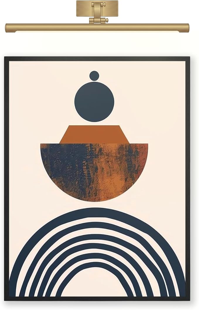 Moonow7 Modern Abstract Neutral Boho Geometric Print, Minimalist Aesthetic Poster for Bedroom, Living Room, Office, Small Wall Art in Terracotta and Deep Blue, Unframed Size 8x10” / 20x25 cm