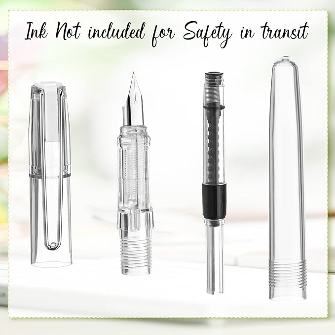 Fainne 16 Pieces Fountain Pen Refillable Disposable Fountain Pens for Writing Fine Nib Signature Ink Pen Piston Filling Pen for Calligraphy Painting, Drawing, School, Scrapbook and Sketch(Multicolor)