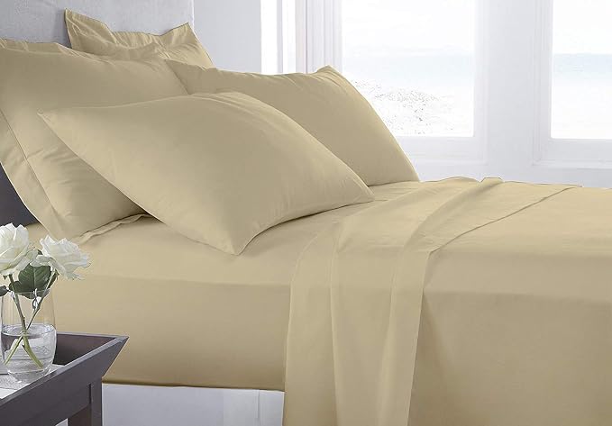 Organic Cotton Bed Sheets Set - 400TC Split Cal King Size Ultra Taupe - 5 Piece Bedding - 100% GOTS Certified, Soft Silky Shiny, Luxury Finish Bedsheets - Fits 15" Deep Pocket Mattress
