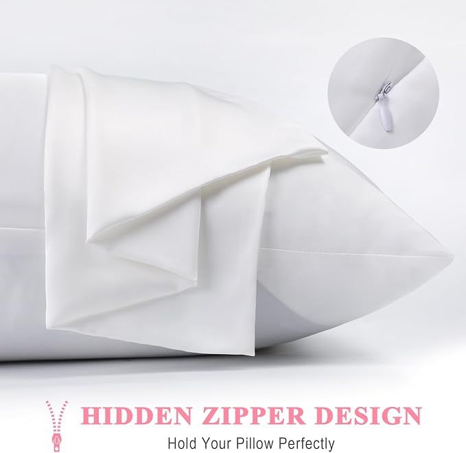 100% Pure Silk Pillowcase 2 Pack for Hair and Skin, Both Sides 23 Momme Grade 6A+ Mulberry Silk Pillowcases with Hidden Zipper, Soft&Smooth Cooling Pillow Cases (White, Queen 20x30)