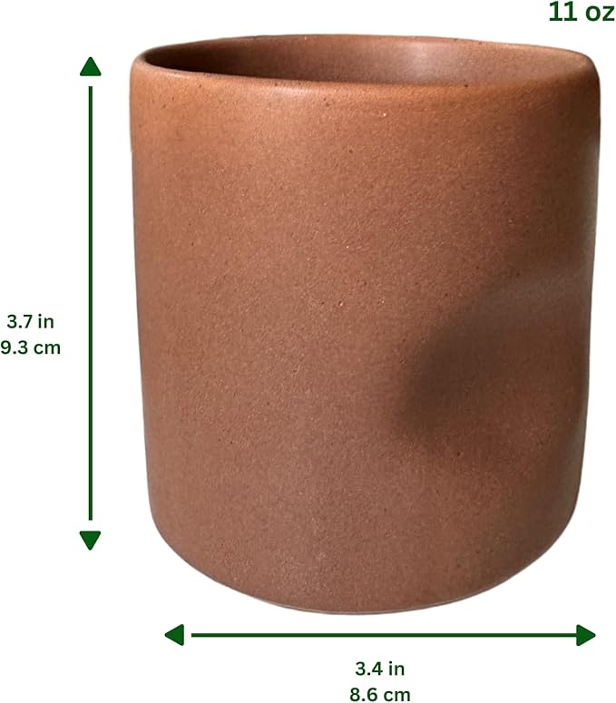 Handleless Ceramic Mug, Hand-Painted, 11 oz, Set of 1, Soft Brown, JH001