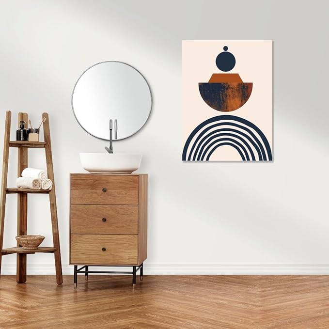 Moonow7 Abstract Neutral Boho Geometric Print, Minimalist Aesthetic Wall Art for Living Room, Hallway, and Entryway, Small Poster in Warm Earth Colors, Unframed Size A4 8x12” / 21x29.7 cm