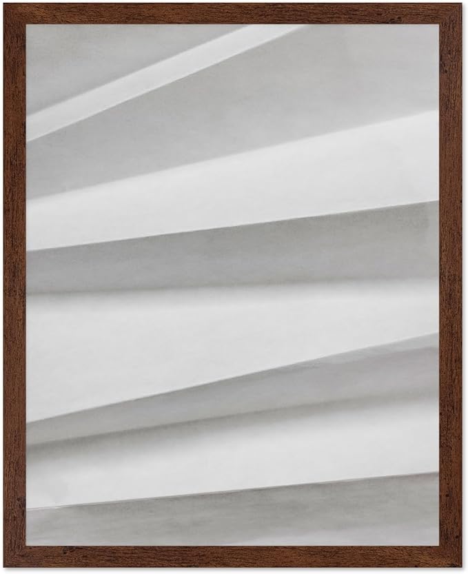 Monem Art Minimalist Paper Fold Abstract Print - Scandinavian Monochrome Texture Poster - Wall Decor for Living Room, Bedroom or Office - 16x20 Brown Framed Wall Art by Mareike Bohmer