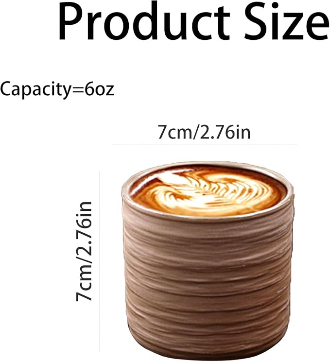 Vintage Ceramic Mug, Japanese Tea Cup 6oz Cup No Handle Drinking Cup for Espresso, Cortado, Matcha, Green Tea, Unglazed Porcelain Arty Mug (Natural Earthiness Finish)