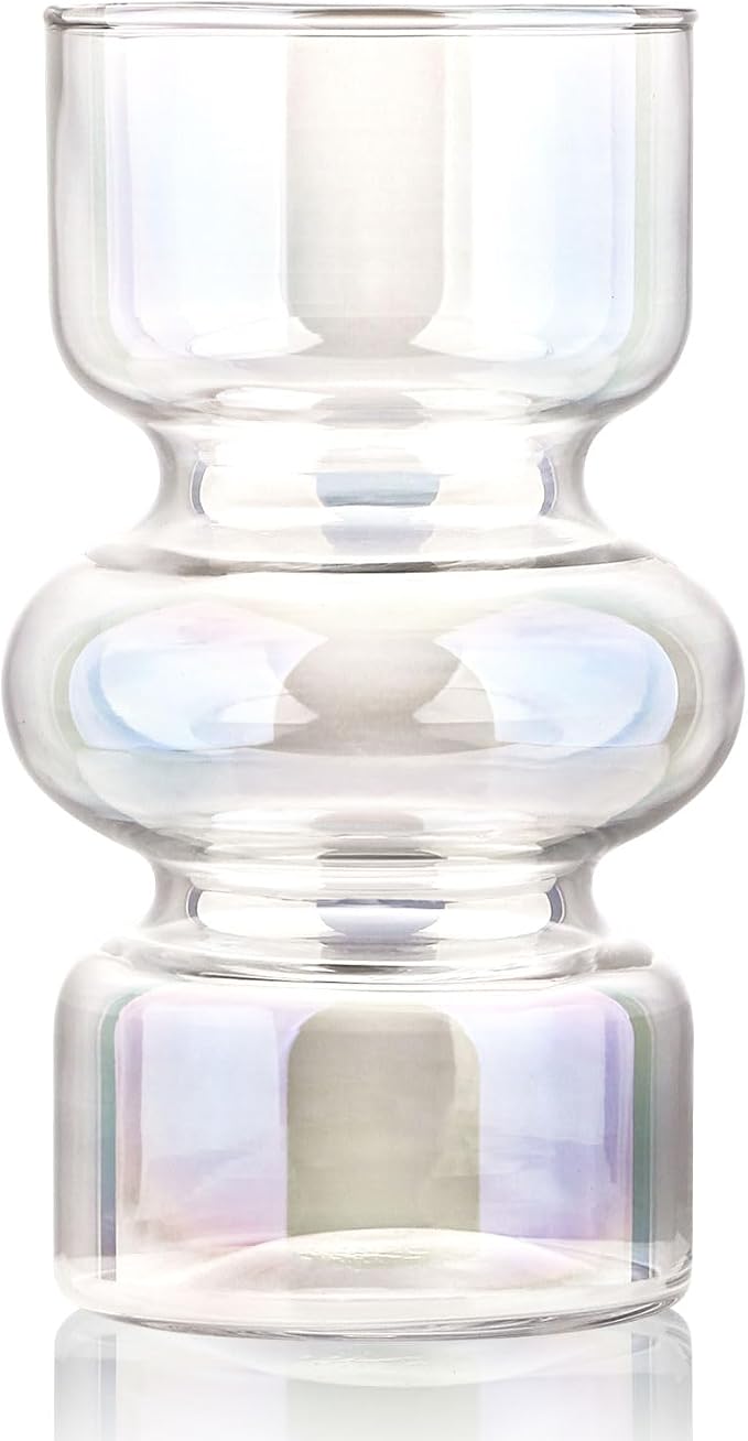 VanEnjoy Glass Hydroponic Vase, Colored Glass vase Flower, Three-Layer 7 inch Cylinder vase for Home Décor, Modern Glass Vase for Home, Office, Wedding