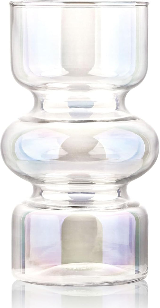 VanEnjoy Glass Hydroponic Vase, Colored Glass vase Flower, Three-Layer 7 inch Cylinder vase for Home Décor, Modern Glass Vase for Home, Office, Wedding