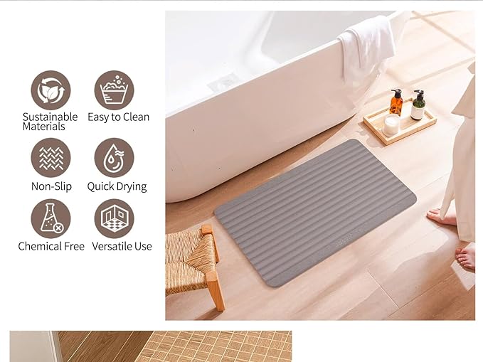 Stone Dish Drying Mat - Large Foldable Marbled Quick Drying Dish Mats, Stone Coasters Set of 4 Collapsible Ultra Absorbent Diatomaceous Earth Mats for Kitchen Counter Bathroom (Grey_Rectangle)