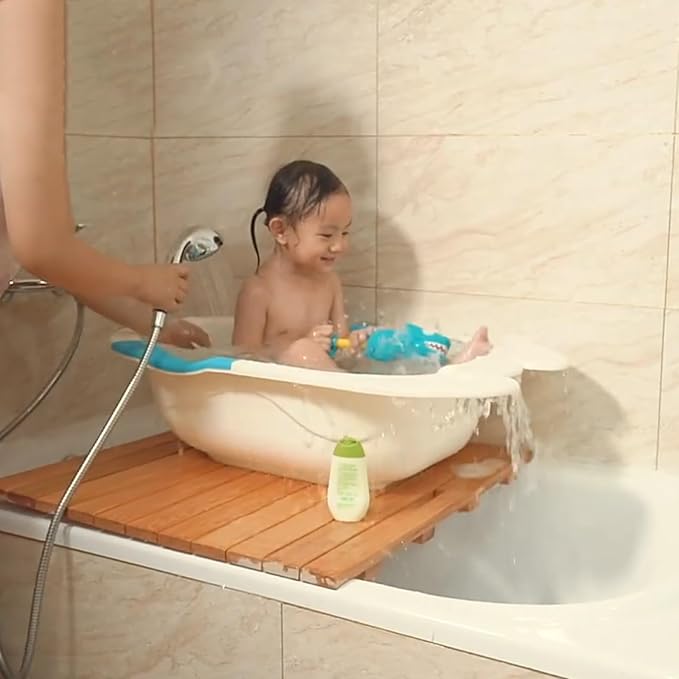 Waterproof Bamboo Bath Mat for Shower, Bathroom Non-Slip Wooden Bath Mat, Solid Wooden Floor Mat for Bathroom, Heavy Duty, for Indoor Outdoor(C,W30xL30cm)