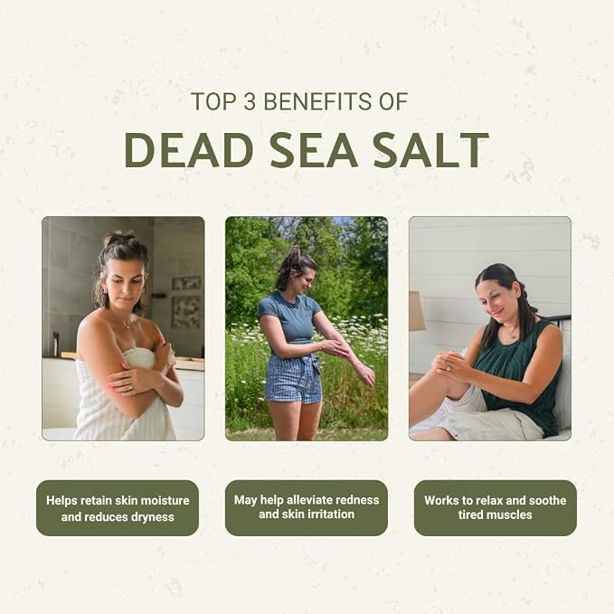 Dead Sea Salt (16oz) - Direct from The Shore of The Dead Sea - Organic Salt for Body Scrubs, Adding to Baths, and Foot Soaking 4 Packs