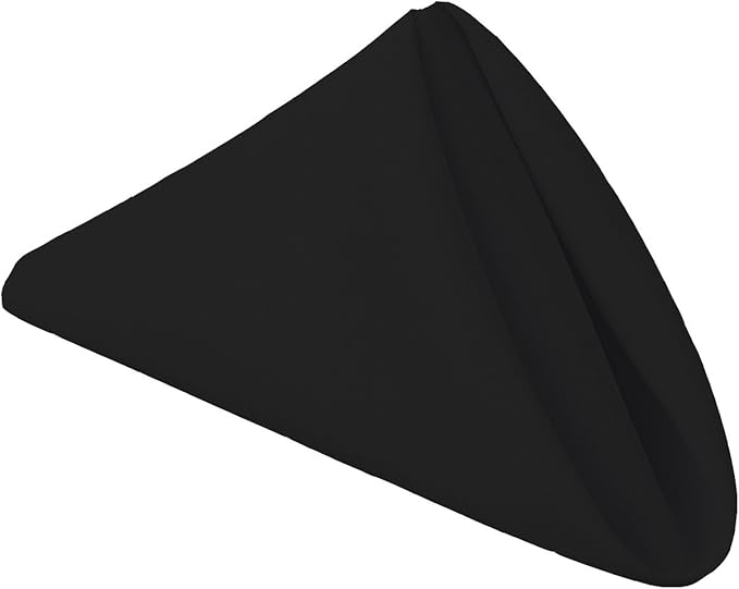 Gee Di Moda Cloth Napkins - 17 x 17 Inch Black Dinner Napkins - Set of 12 Soft & Absorbent Washable Fabric Cloth Table Napkins with Hemmed Edges for Hotel Restaurant, Holiday Parties & Wedding