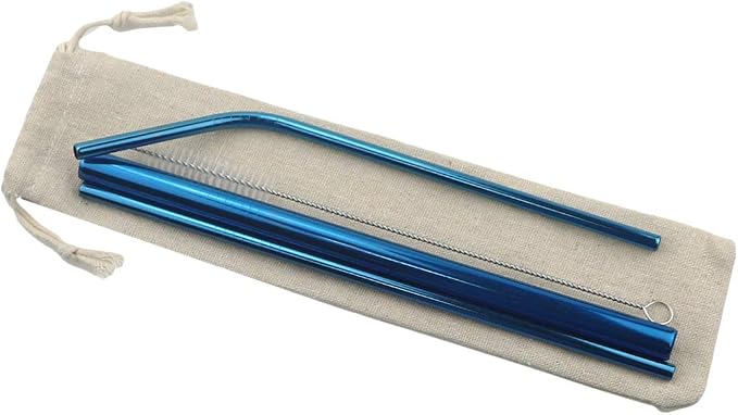 Metal Straws Stainless Steel Straws 8.5" Drinking Straws Reusable 3 Set - Ultra Long Muti Color-Cleaning Brush for 20/30 Oz for Trail Tumblers Yeti RTIC SIC Ozark (2 Straight|1 Bent|1 Brush）