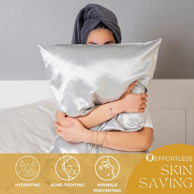 PROMEED 100% Mulberry Toddler Silk Pillowcase for Baby Hair and Skin, Premium Grade 6A+ 23 Momme Travel Silk Pillow Cases 13 x 18 with Free Laundry Bag (Toddler/Travel 13"x18", Light Grey)
