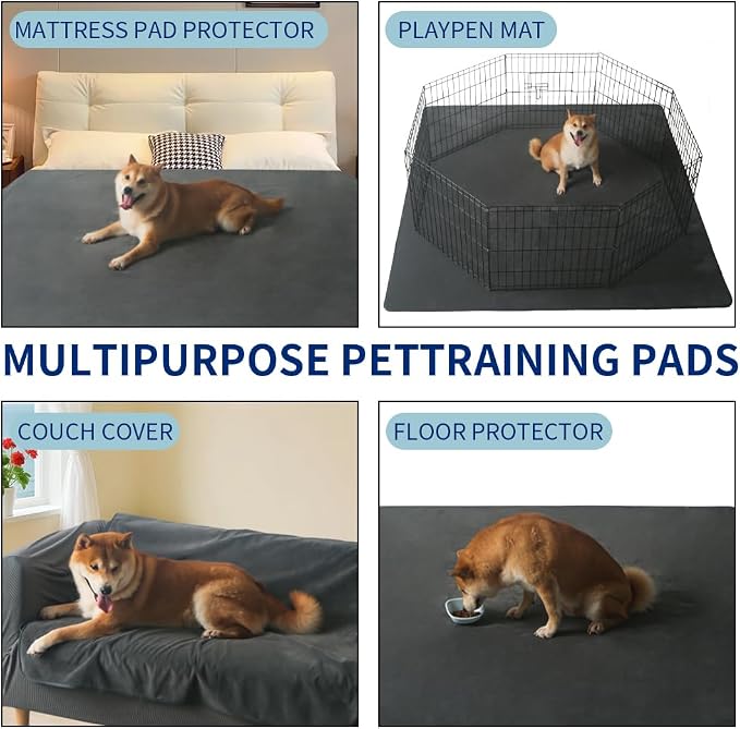 2Pack Washable Pee Pads for Dogs 48x48 Inch, Fast Absorbent Puppy Pads Reusable, Waterproof, Non Slip, Quick Dry Dog Pads for Puppy Training Whelping