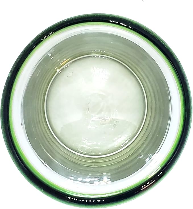 Emerald Green Rim 14 oz Drinking Glasses (set of 6), Recycled Glass, Lead-free, Toxin-Free (Drinking)