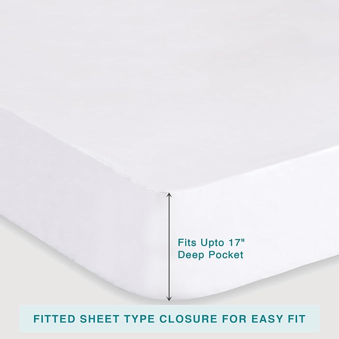 Fabdreams Organic Twin XL Size Waterproof Mattress Protector, 39" x 82", White, Temperature Regulating, Breathable, 100% Organic Cotton
