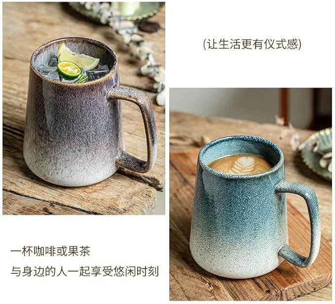 24 OZ, Large Ceramics Coffee Mugs with Handle, Extra Large Tea and Coffee Cup for Office and Home，Microwave and Dishwasher Safe,For Gift and Present(Flowing Sand Purple)