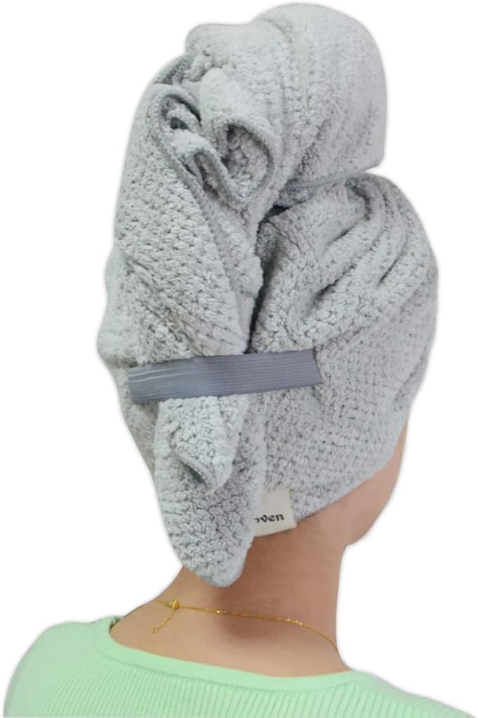 Chloven Jumbo Large Microfiber Hair Towel Wrap for Women,Anti Frizz Hair Drying Towel with Elastic Strap,Super Absorbent,Ultra-Soft Extra Large Hair Wrap Towels,Fast Drying Hair Turbans for Wet Hair
