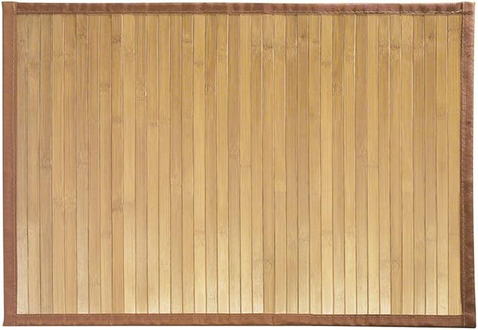 iDesign Formbu Bamboo Floor Mat Non-Skid, Water-Resistant Runner Rug for Bathroom, Kitchen, Entryway, Hallway, Office, Mudroom, Vanity, 17" x 24", Natural Beige,81132