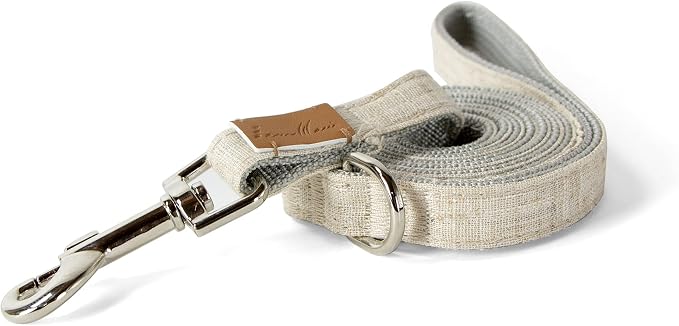Sam and Maui Linen Blend Dog Leash with D-Ring, 4.5 FT Walking Lead for Small Dog, Natural S