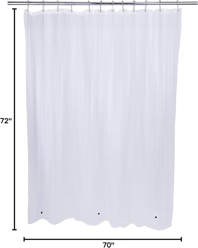 Bath Bliss 70" x 72" Eco-Friendly EVA Shower Liner, for Bathroom, 12 Reinforced Eyelets, Odorless, Durable with Magnets, in Clear