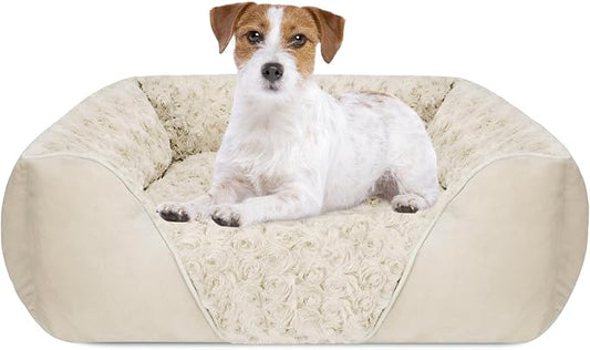INVENHO Medium Dog Bed Rectangle Washable Orthopedic Soft Calming Sleeping Durable Pet Cuddler with Anti-Slip Bottom