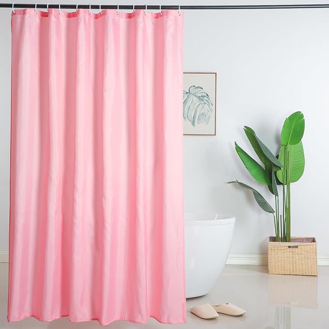 Pink Fabric Shower Curtains 70 X 72 Inch, Water-Resistant Heavy Duty Bathroom Cloth Shower Curtain Liner