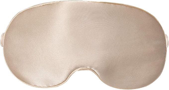 Mulberry Natural Silk Sleep Mask for Women & Men with Elastic Strap, Super Soft Sleeping Eye Mask, Size M, (Champagne)