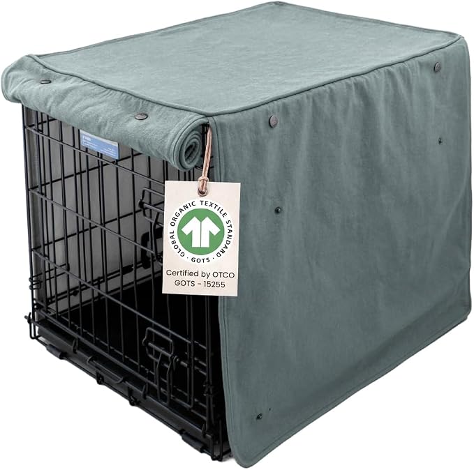 Molly Mutt Quiet Light Dog Crate Cover, GOTS-Certified 100% Organic Cotton Canvas Cover for Dog or Puppy Kennel and Cage, Washable, Free of Harmful Chemicals, Small, Fits 24"x18"x21" Crate