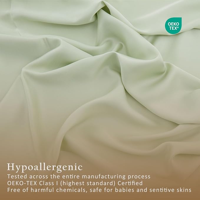 TOSMO Luxury Cooling Pillowcase Set of 2 | FSC® Certified | Viscose from Organically Grown Bamboo | Breathable Silky Soft Pillowcases with Envelope Closure [Standard, Tea Green]
