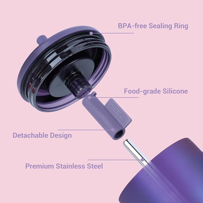 Jetstop Straw Kit Compatible with Brumate Era 40 oz - 4 Stainless Steel Straws with Silicone Straw Connectors, Sealing Rings & Cleaning Brushes - Reusable Accessories for Brümate Tumbler