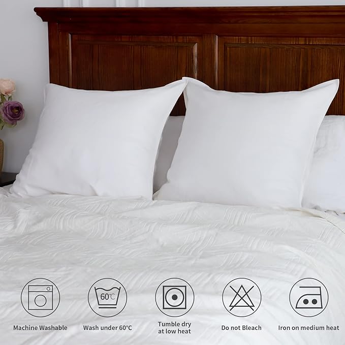 Simple&Opulence Linen Euro Shams Basic Style Solid Color 24x24 Inch Pack of 2 Flax Cotton Blend Decor Throw Pillow Covers Soft Breathable Farmhouse Pillow Shams - White