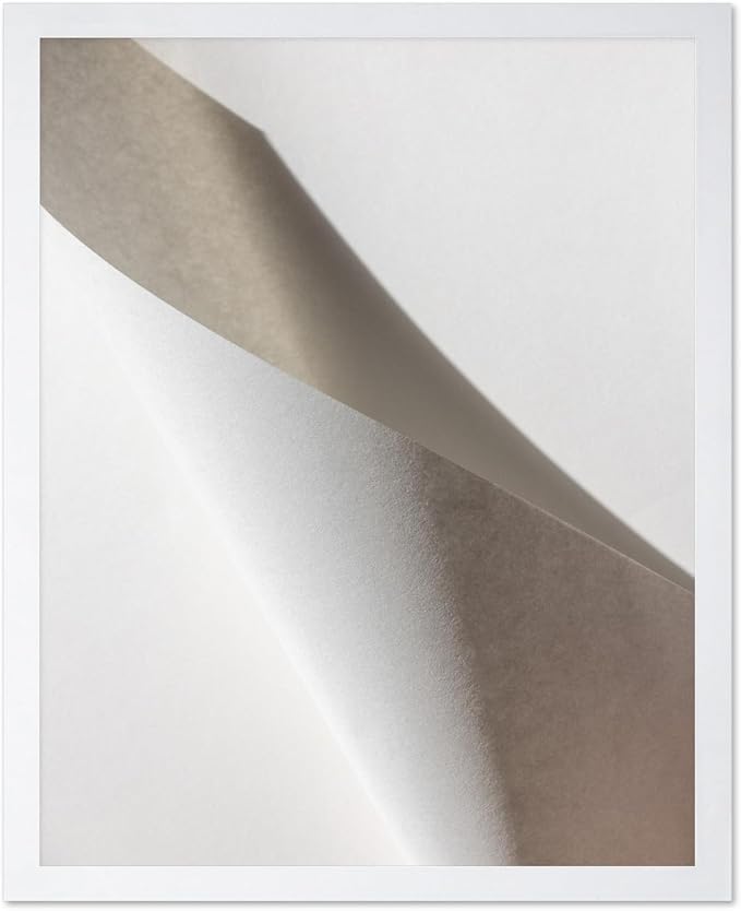 Monem Art Minimalist Folded Paper Abstract Print - Scandinavian Neutral Texture Art Poster - Wall Decor for Living Room, Bedroom or Office - 8x10 White Framed Wall Art by Mareike Bohmer
