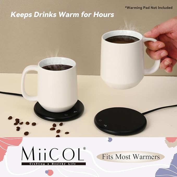 Miicol 16 oz Large Ceramic Coffee Mug, Tea, Mulled Drinks Cup, Gift for Office Staff or Home Using, Microwave and Dishwasher Safe, Frosted Surface, White