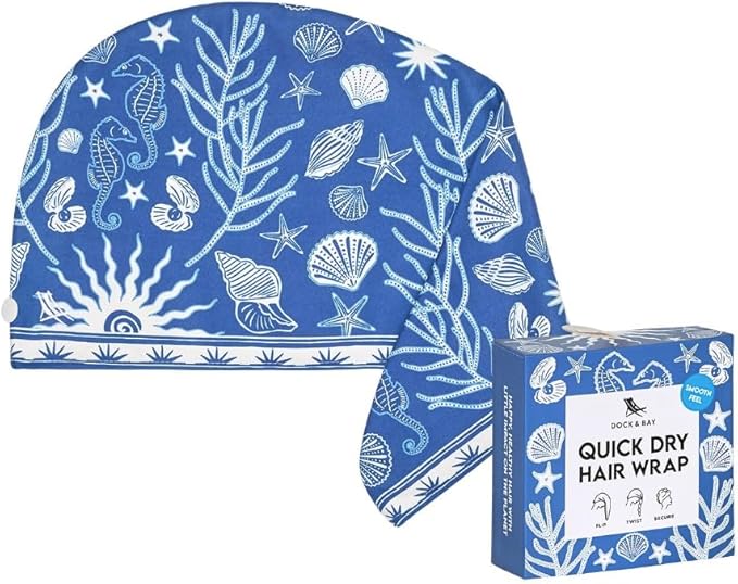 Dock & Bay Turban Hair Towel - for Home & the Beach - Super Absorbent, Quick Dry - Ocean Treasure, One Size