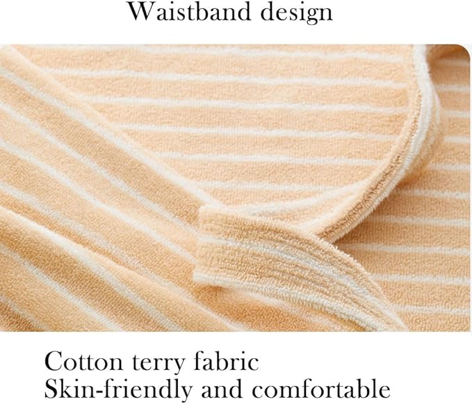 Cotton Terry Stripe Bathrobe For Women And Men,Luxury Kimono Soft Terry Cloth Robe,Comfortable Loungewear Nightwear
