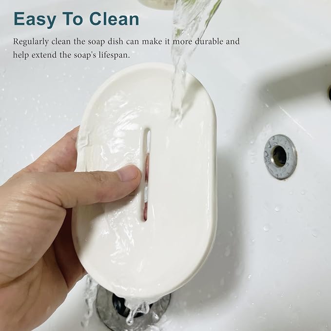 WIFORH 2pcs Diatomite Soap Dish, Stone Soap Holder, Fast Drying Sink Tray, Non-Slip and Portable Vanity Tray for Bathroom Shower Kitchen (Grey & White)