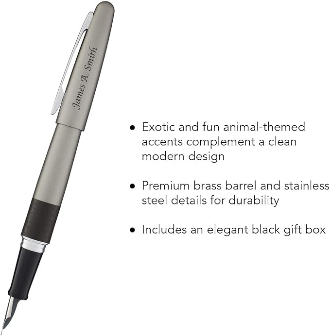 Goldspot Personalized Pilot Metropolitan Animal Lizard Fountain Pen in Custom Engraved Pen in Matte Bronze
