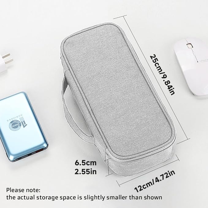 Teskyer Tech Organizer Pouch – Portable Waterproof Electronics Bag with Compartments for Cables, Chargers, Earbuds & Phone (Grey)