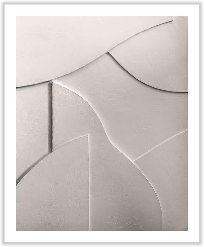Monem Art Minimalist White Geometric Texture Print - Abstract Scandinavian Wall Art Poster - Wall Decor for Living Room, Bedroom or Office - 18x24 ROLLED CANVAS Wall Art by Mareike Bohmer