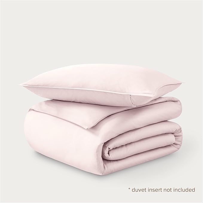 Bare Home 100% Organic Cotton Sateen Duvet Cover Set - Extra Long Size - 400 Thread Count - Smooth Sateen Weave - Warm & Luxurious - Duvet Cover (Twin/Twin XL, Dusty Pink)