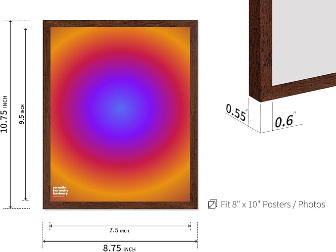 Monem Art Radiant Infinity Circle Gradient Print - Modern Abstract Color Field Poster - Wall Decor for Living Room, Bedroom or Office - 8x10 Brown Framed Wall Art by Rs Lab Studio