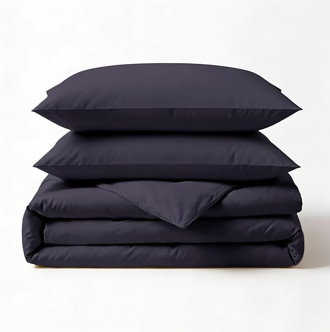 Fabdreams GOTS Certified 100% Organic Cotton Duvet Cover King Size - 400 TC Sateen - Soft - Silky - Zipper Closure - Edge Ties - 1 Duvet Cover (106"x92")+2 Pillow Shams (20"x36") - Dark Gray, 3 Piece