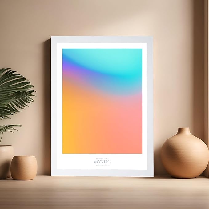 Monem Art Mystic Iridescent Gradient Print - Minimalist Abstract Color Field Poster - Wall Decor for Living Room, Bedroom or Office - 16x20 White Framed Wall Art by Rs Lab Studio
