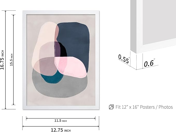 Monem Art Pastel Abstract Color Block Painting Print - Scandinavian Minimalist Art Poster - Wall Decor for Living Room, Bedroom or Office - 12x16 White Framed Wall Art by Mareike Bohmer