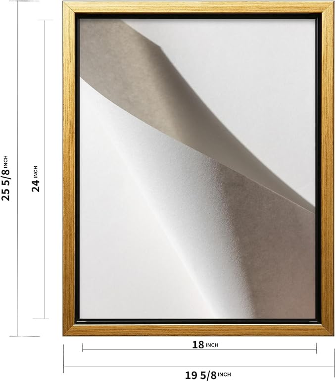 Monem Art Minimalist Folded Paper Abstract Print - Scandinavian Neutral Texture Art Poster - Wall Decor for Living Room, Bedroom or Office - 18x24 Gold Framed CANVAS Wall Art by Mareike Bohmer
