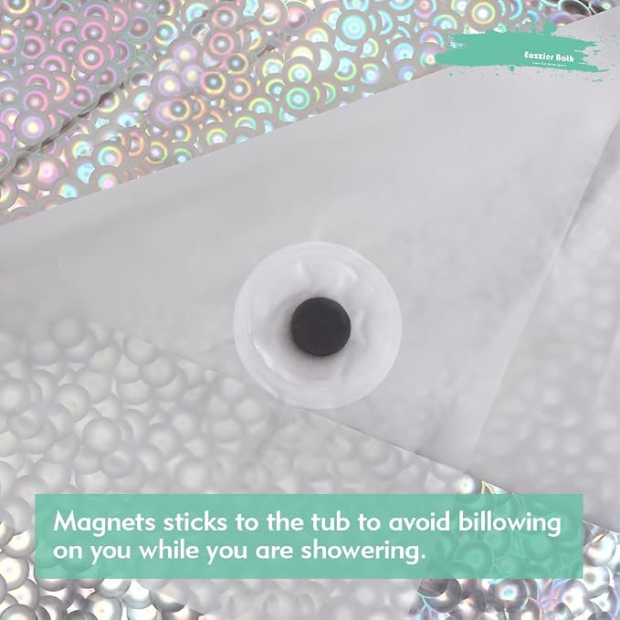 Holographic 3D EVA Shower Curtain Liner Circle, 72x72 Premium Clear Plastic Bathroom Shower Curtain with Rustproof Metal Grommets for Shower Stall, Bathtubs