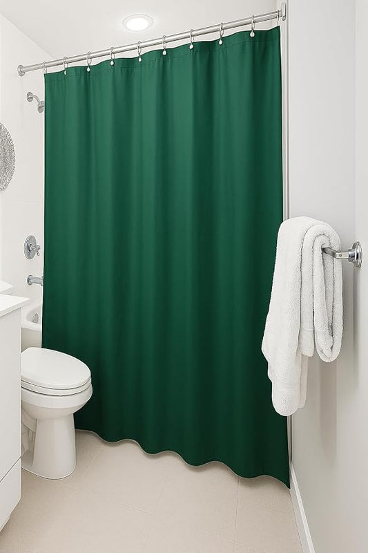 Dependable Industries inc. Essentials Bathroom Magnetized Shower Curtain Liner with Metal Grommets Waterproof (Hunter Green)