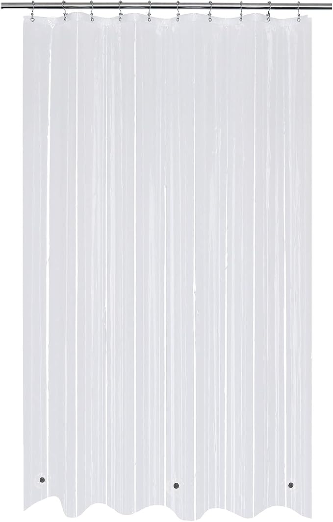 Mrs Awesome Stall Shower Curtain Liner with 3 Magnets 54 x 72 inch, PEVA 8G Thick & Heavy Duty Plastic Shower Curtain for Bathroom, Waterproof, 54x72, Clear